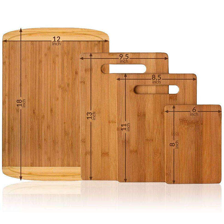 Eco-friendly Products 4-piece Set Reversible Bamboo Kitchen Cutting Board