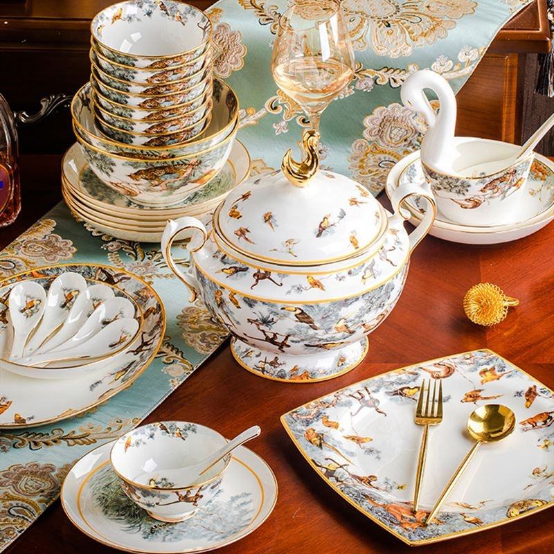 80 Pcs Nordic Luxury Home Decor Porcelain Dinnerware - Image 3