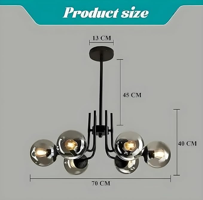Hand-Blown Glass Pendant Chandelier (6-Light) - Image 7