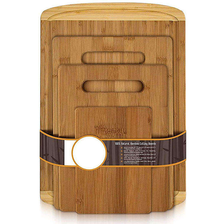 Eco-friendly Products 4-piece Set Reversible Bamboo Kitchen Cutting Board - Image 6