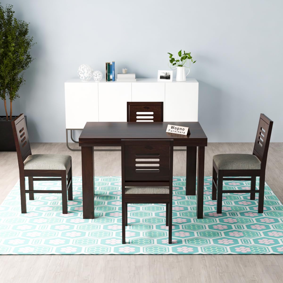Extendable Dining Table with Walnut Veneer Top