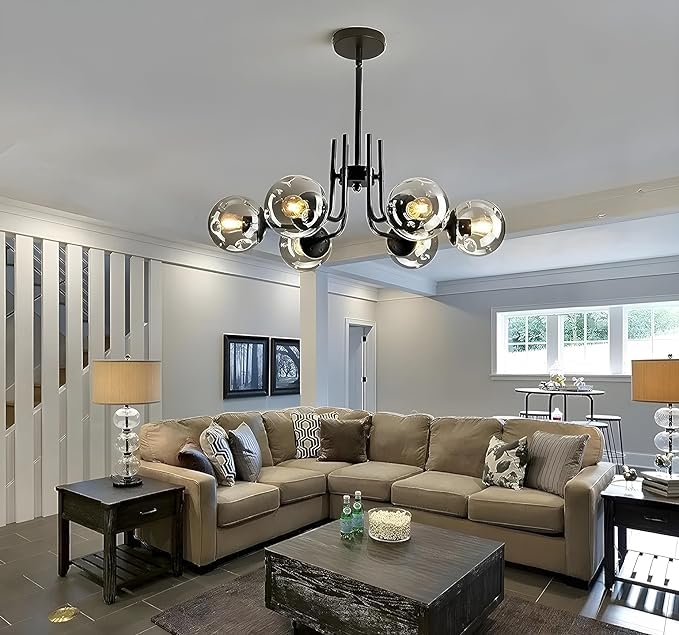 Hand-Blown Glass Pendant Chandelier (6-Light) - Image 4
